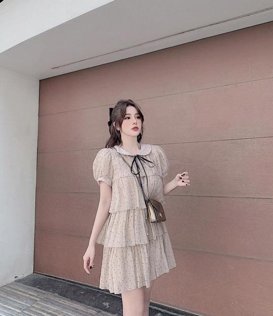 ️ Váy chấm bi suông tầng bèo siêu yêu. Size S M