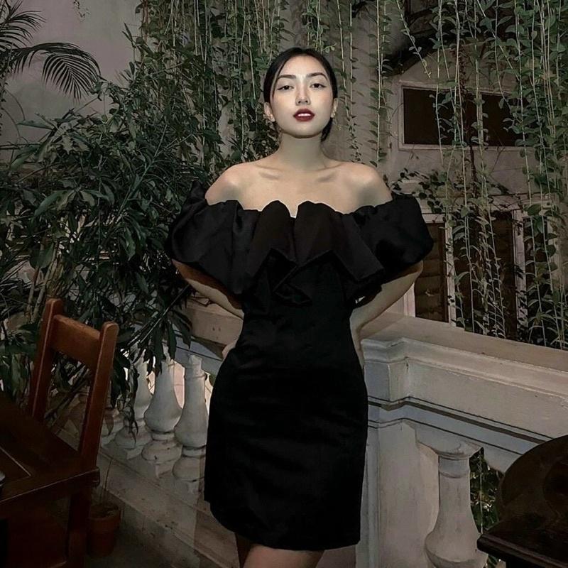 Váy Trễ Vai Bèo Ngực Đầm 2 Màu Siêu Xinhh