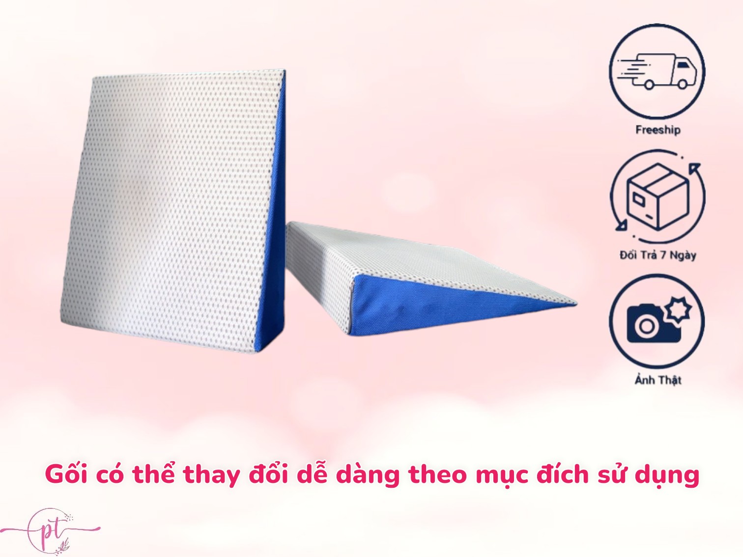 Gối Latex Foam Chống Trào Ngược Cho Người Lớn Kingroll Tặng Kèm Áo Vải Lưới 5D Thoáng Mát Được Bọc Sẵng