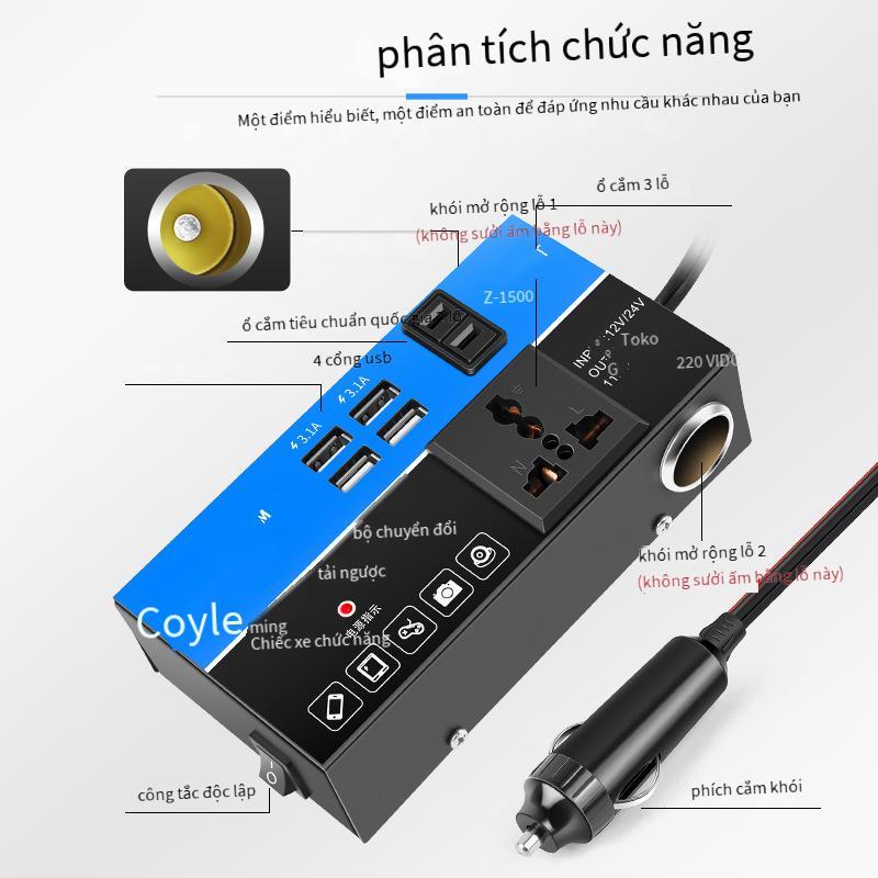 Đặc Biệt Xe Biến Tần 12V24V Đến 220 Công Suất Cao Đa Năng Ô Tô Ổ Cắm Chuyển Đổi Nguồn Sạc USB