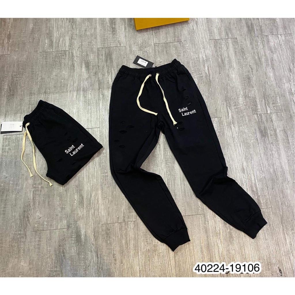 Quần Jogger BALEN - Quần nỉ dài bo gấu nam in chữ tạo rách - Quần Jogger nỉ bo gấu nam.