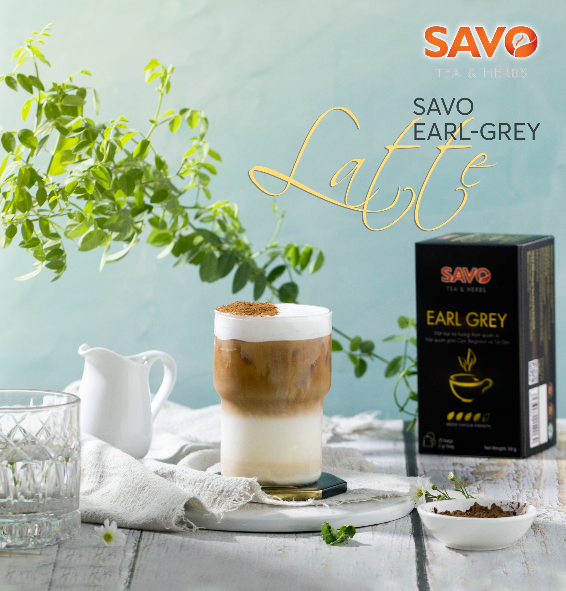 Trà Earl-Grey Trà Bá Tước SAVO Tea (Earl Grey Tea) - Hộp 25 Gói x 2g