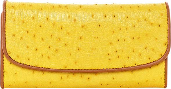 Ví Nữ Da Đà Điểu 3 Gấp Huy Hoàng HT3404 (19 x 10.5 cm) - Vàng