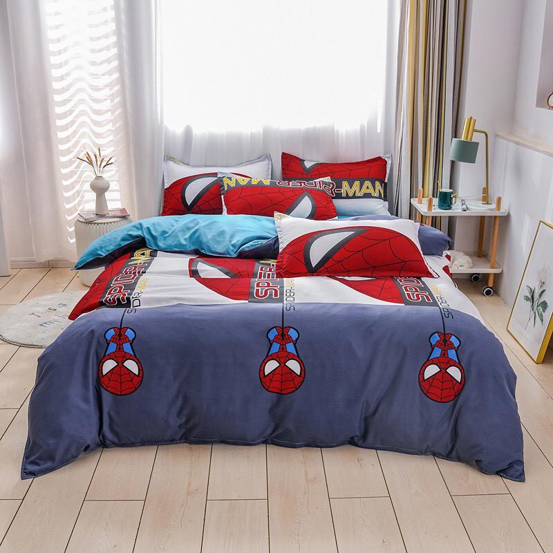 Bộ chăn ga gối Siêu anh hùng Siêu nhân người nhện Spider Man 100% Cotton Poly cao cấp - Hàng xuất khẩu