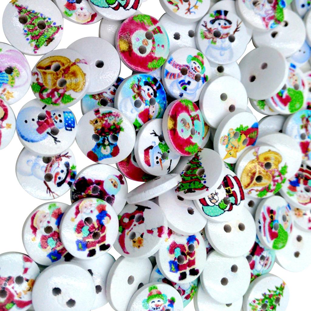 150 PIECES WOODEN XMAS STOCKING SNOWMAN MIXED BUTTONS CRAFT SEWING EMBELLISHMENT SCRAPBOOKING CARDMAKING