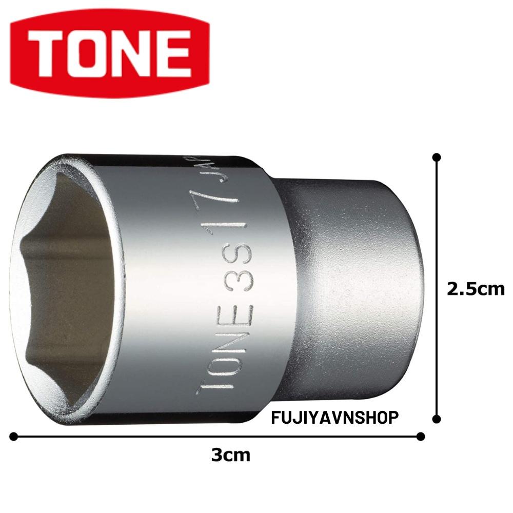 Đầu tuýp 6 cạnh ngắn Tone HP3S-17 ra đầu lục giác 17mm