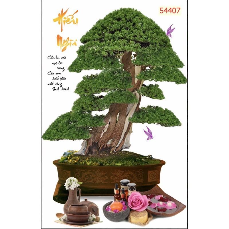 Tranh bonsai dán tường 3d. tranh lụa KT 120x80 cm