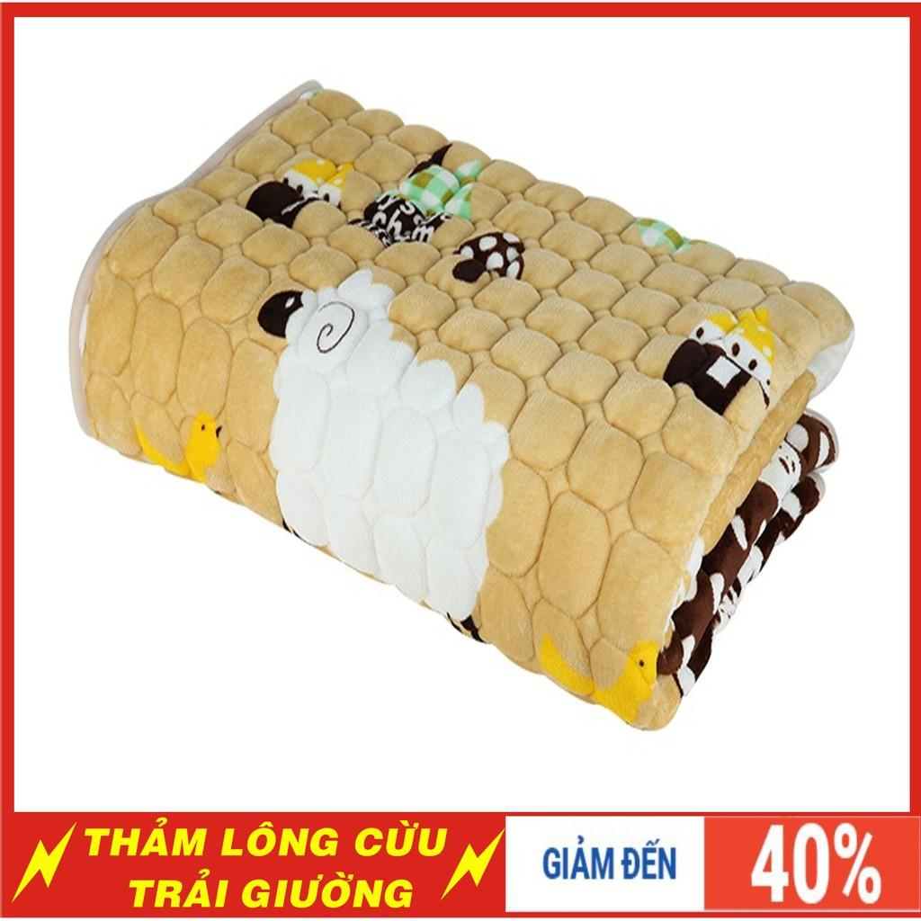 Thảm lông cừu trải giường, thảm nỉ nhung trải giường 3 lớp họa tiết Chất Lượng