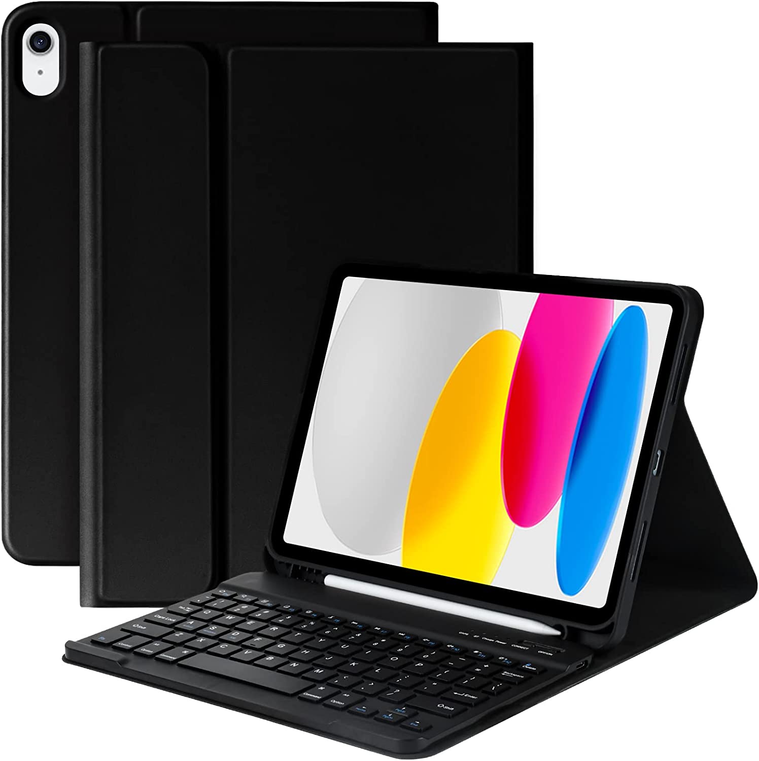 Bao Da Kèm Bàn Phím Bluetooth Cho iPad Gen 10 / iPad 10.9 2022/ iPad 10 Smart Keyboard Thông Minh, Lưng Dẻo chống sốc, có ngăn đựng bút- Hàng nhập khẩu