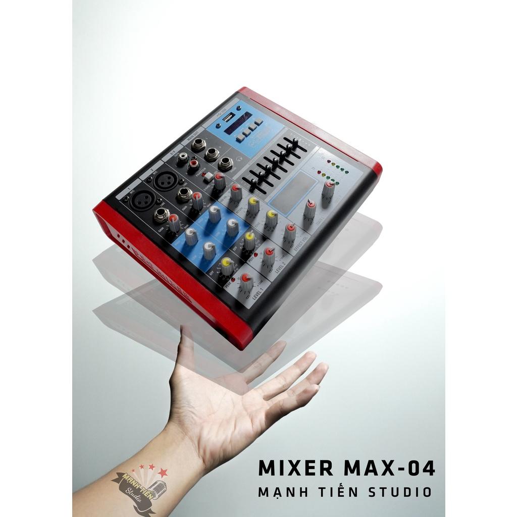 Bàn trộn âm thanh mixer max 04 - 4 kênh âm thanh nổi - Tích hợp bộ cân bằng Equalizer chuyên nghiệp bảo hành 12 tháng