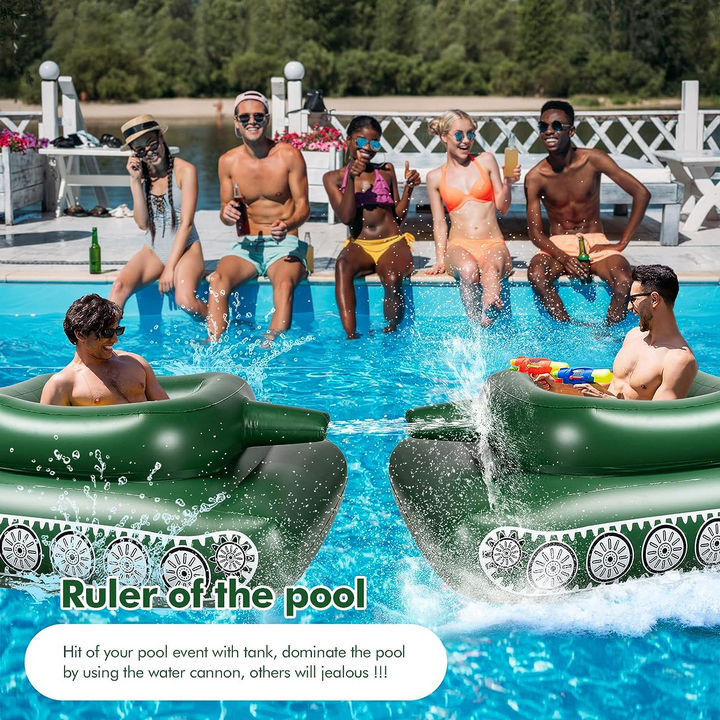 Phao Bơi Cho Người Lớn Và Trẻ Em Xe Tăng Té Nước Inflatable Tank Pool - Home Decor Furniture