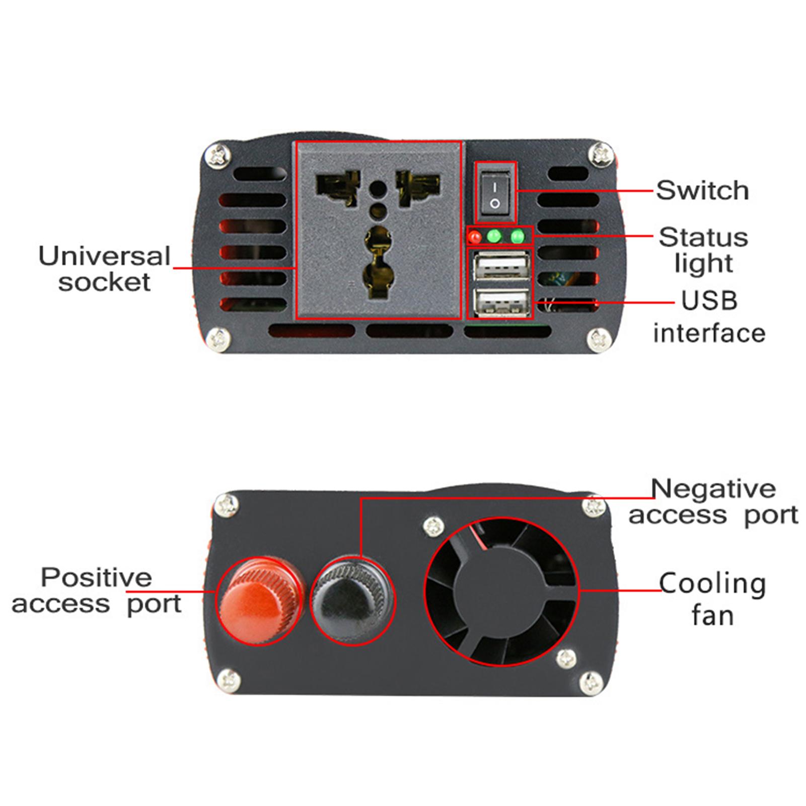 Solar Power Inverter Modified Sine Wave Power Inverter 1500W/3000W DC 12V to 220V-240V AC Power Inverter Dual USB Port for RV Car