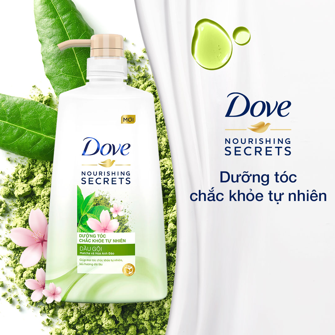 Dầu gội Dove Matcha và Hoa Anh Đào - Dưỡng Tóc Chắc Khỏe Tự Nhiên 640gr