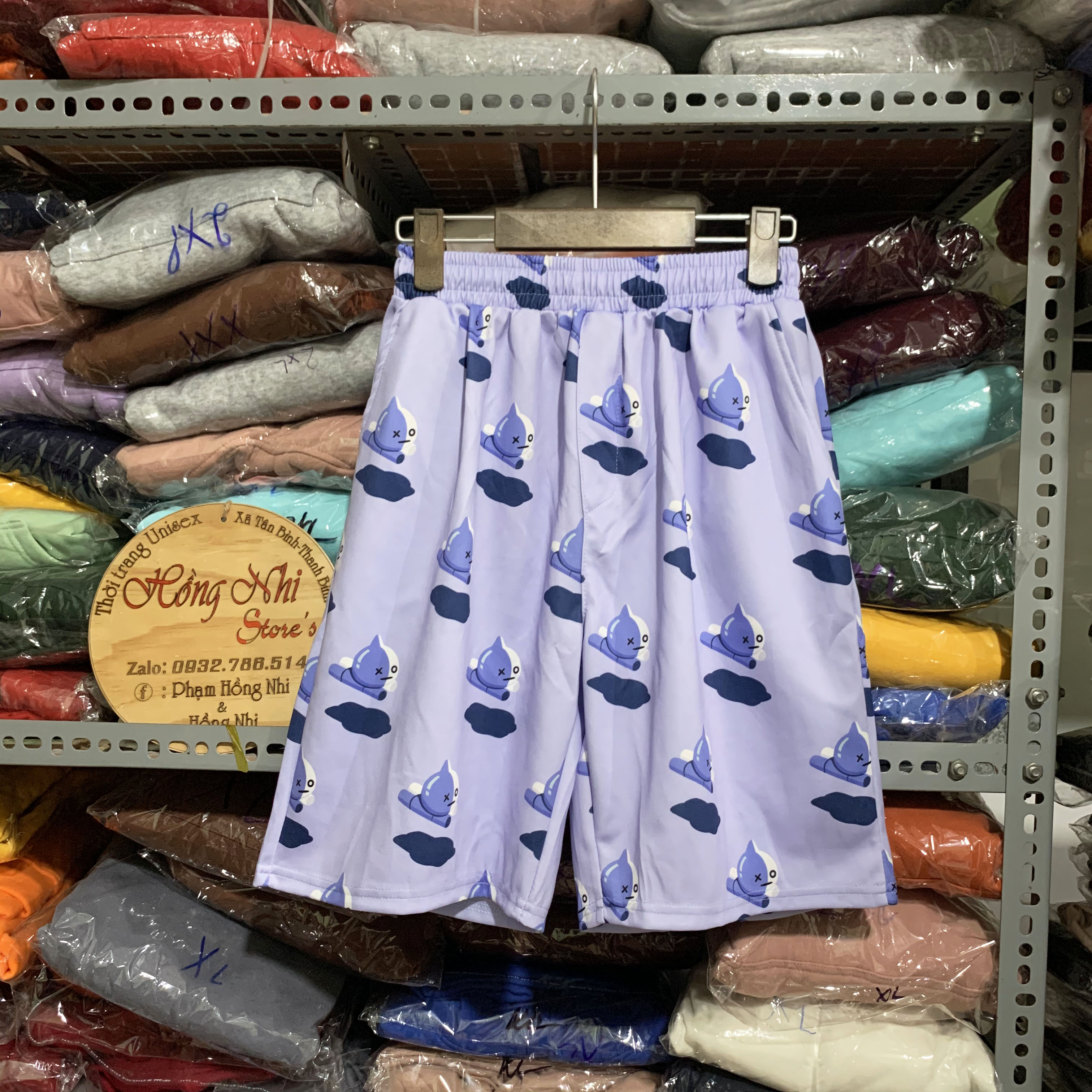 Quần Short Cartoon Unisex Hình  Ma Tím - Quần Đùi Hoạt Hình Siêu Cute - MM