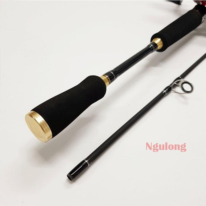 Bộ cần câu lure máy ngang ROM GOOD cao cấp, Máy ngang Staco tặng dây câu lure và hộp mồi