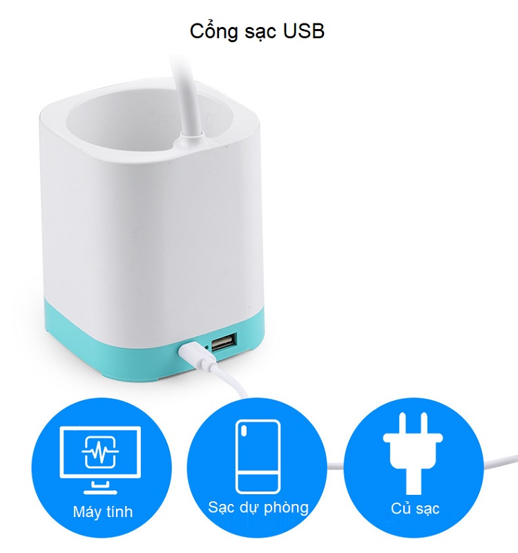 Đèn Học Để Bàn Kèm Hộp Đựng Bút Cắm USB WS-8002