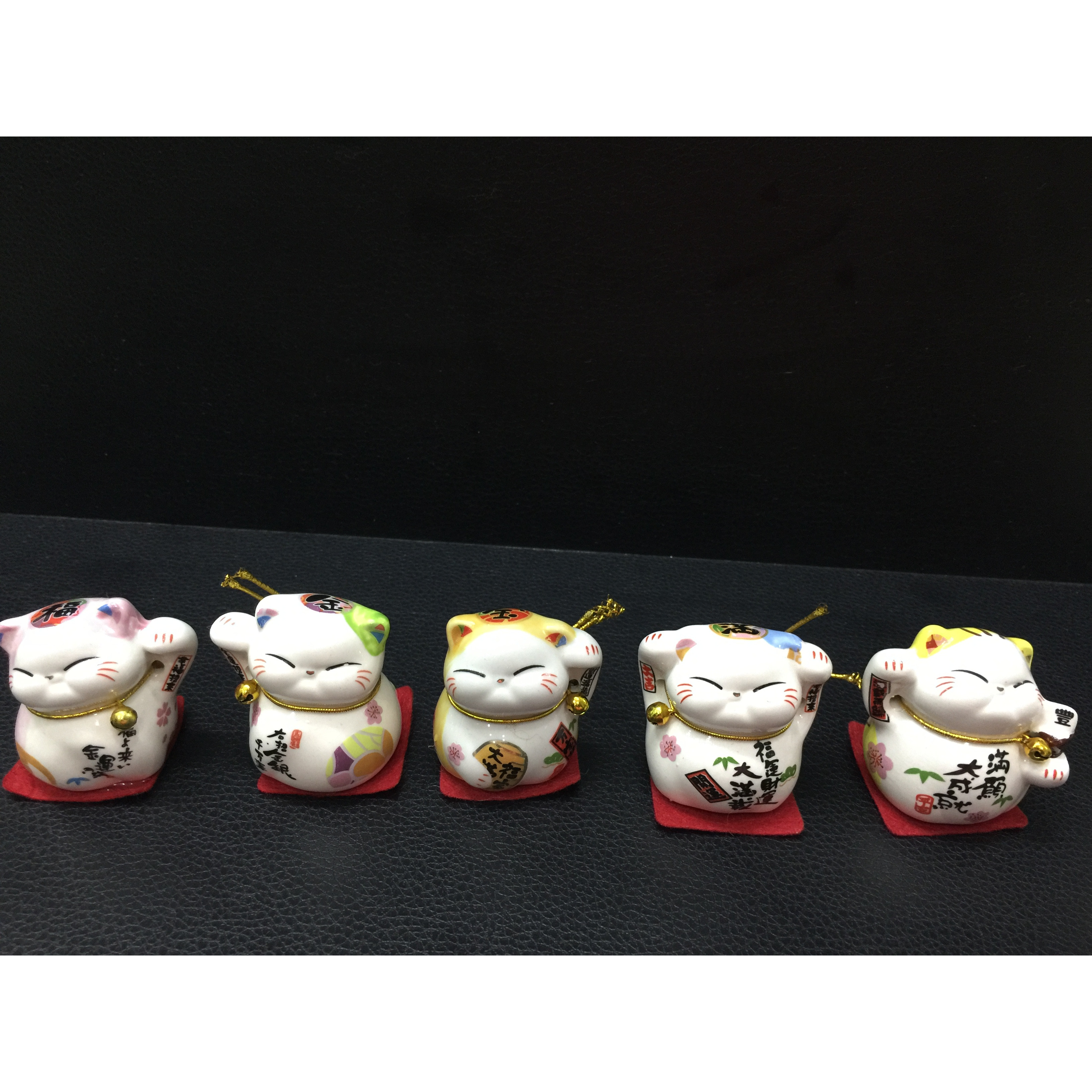 Bộ 5 chú mèo &quot;thần tài&quot; - Maneki Neko - bằng sứ cao cấp - Cỡ trung 01