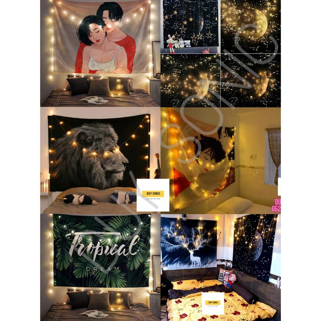Tranh vải treo tường Decor phòng ngủ phong cách vintage, tấm thảm treo tường dễ thương