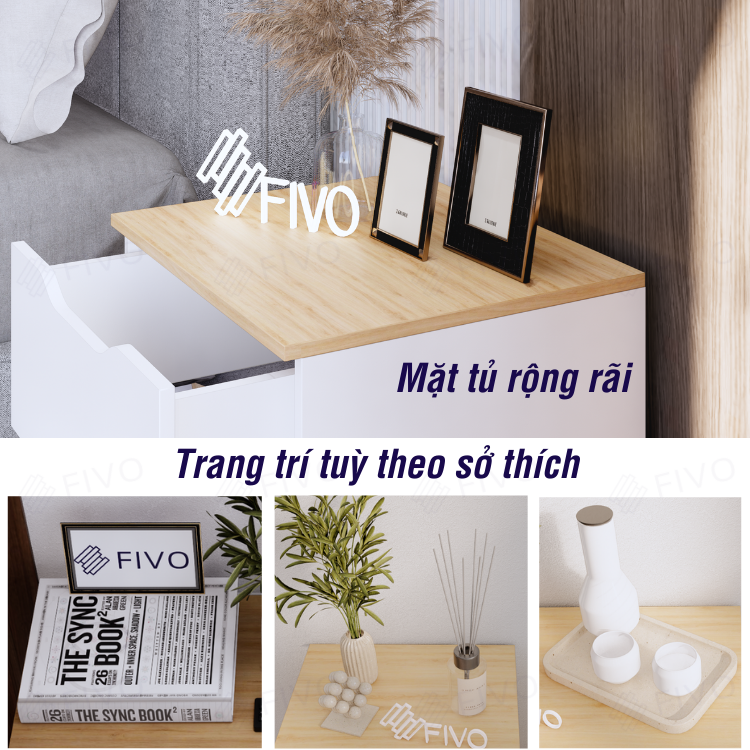Tủ Đầu Giường Mini Hộc Tủ Có Ray Kéo Cao Cấp Thiết Kế Hiện Đại FIVO FT18 Phù Hợp Với Mọi Không Gian Phòng Ngủ