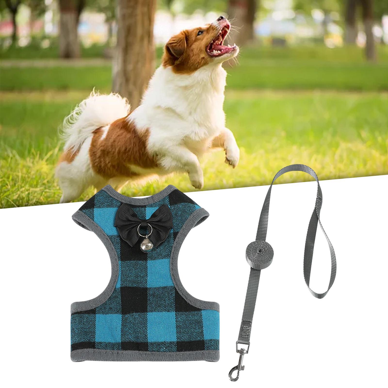 Dog Harness and Leash Set Harness Vest with Bowtie Bell Wearable Accessories