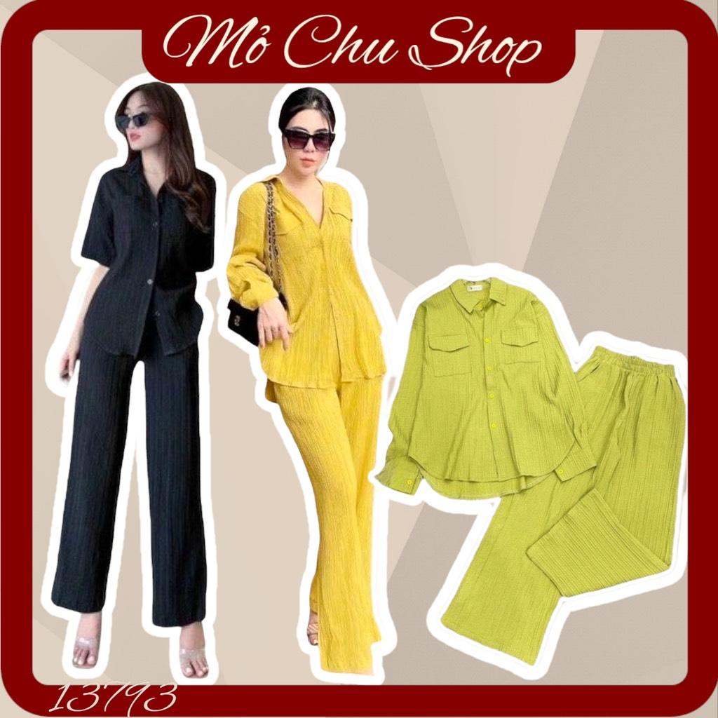 SET BỘ ÁO SOMI QUẦN ỐNG RỘNG  13793