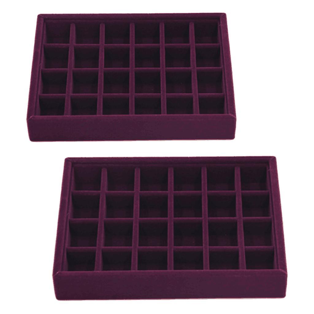 2x Jewelry Tray Drawer Rings Display Show Case Organizer for Earring Pendant