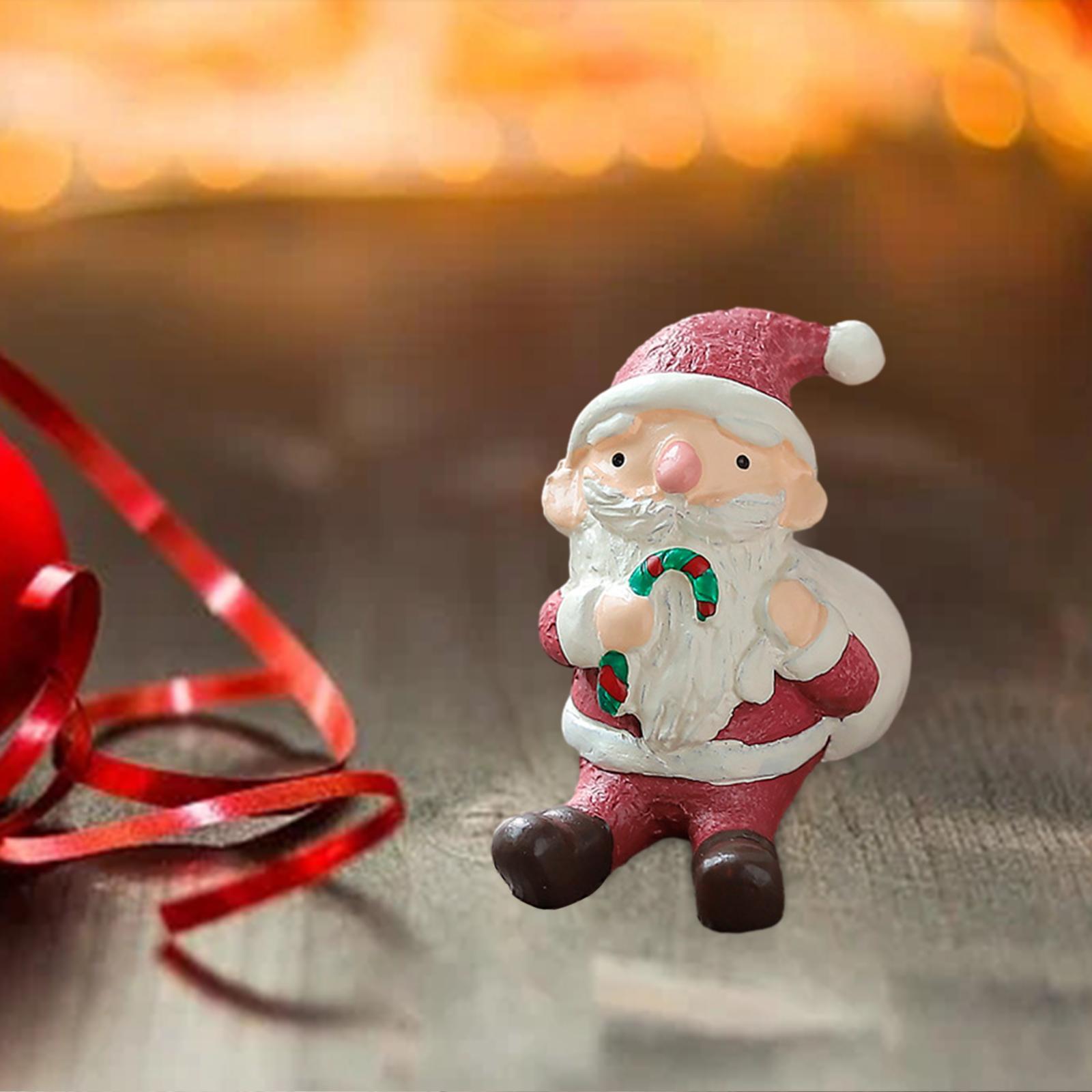 Christmas Figurine Creative Miniature Statue for Tabletop Fairy Garden Decor