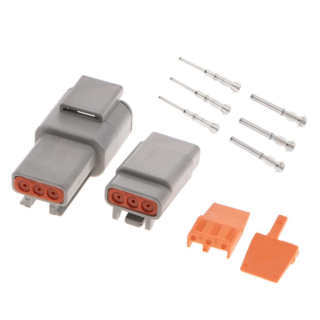 1 Set 3Pins Way Sealed Waterproof Electrical Wire Connector  Terminals