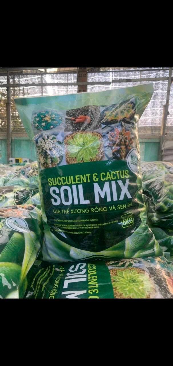 Giá thể Soil Mix đất trồng Sen đá, Xương rồng trộn sẵn túi 1kg