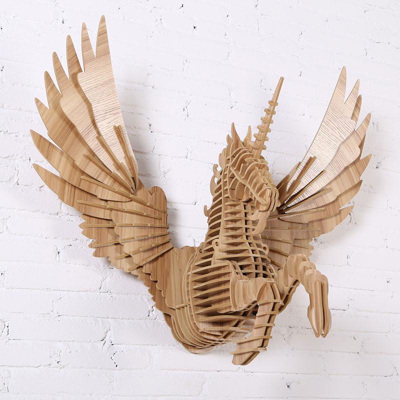 Mô hình Ngựa gỗ - Tượng gỗ 3D lắp ghép treo tường phong thủy , trang trí nội thất cao cấp LP0851