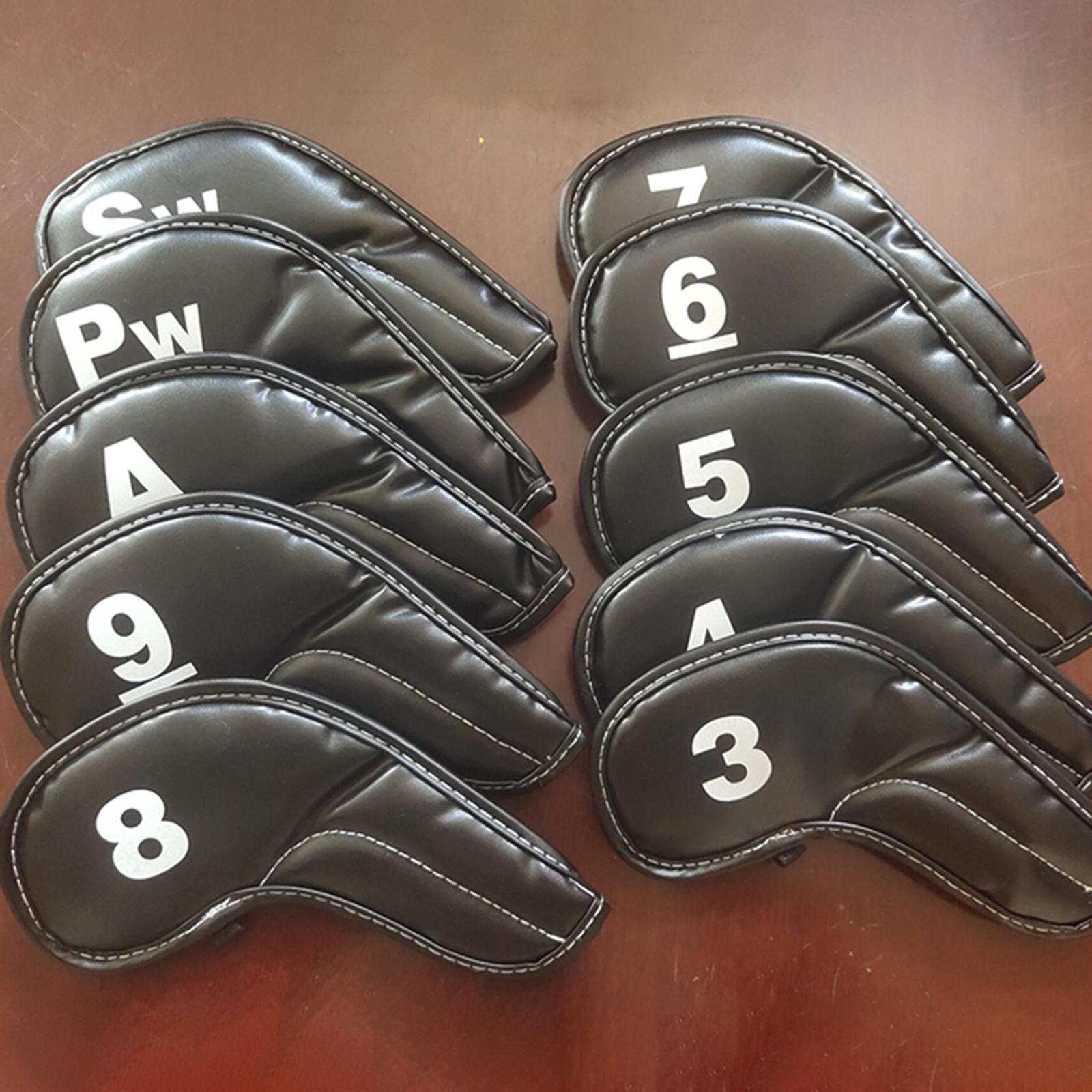 10Pcs PU Golf Iron Covers Set Golf Club Head Cover Training Equipment Sticky
