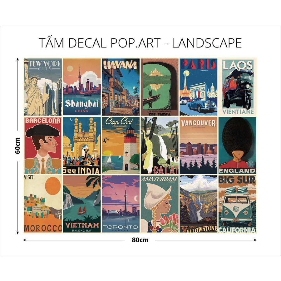 Áp phích dán tường hình dán tường poster tranh decor vintage trang trí phòng ngủ quầy bar POP.ART LANDSCAPE 1009