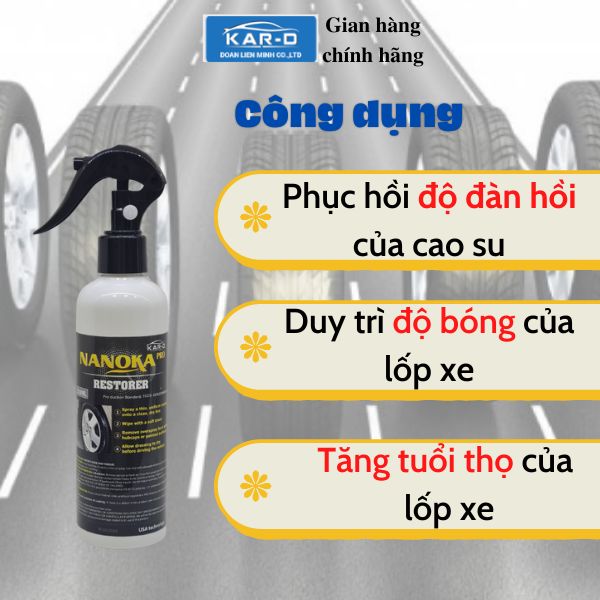 Combo 2 chai Tẩy ố đa năng Nanoka 550ml và Chai xịt dưỡng đen bóng lốp ô tô Nanoka 250ml