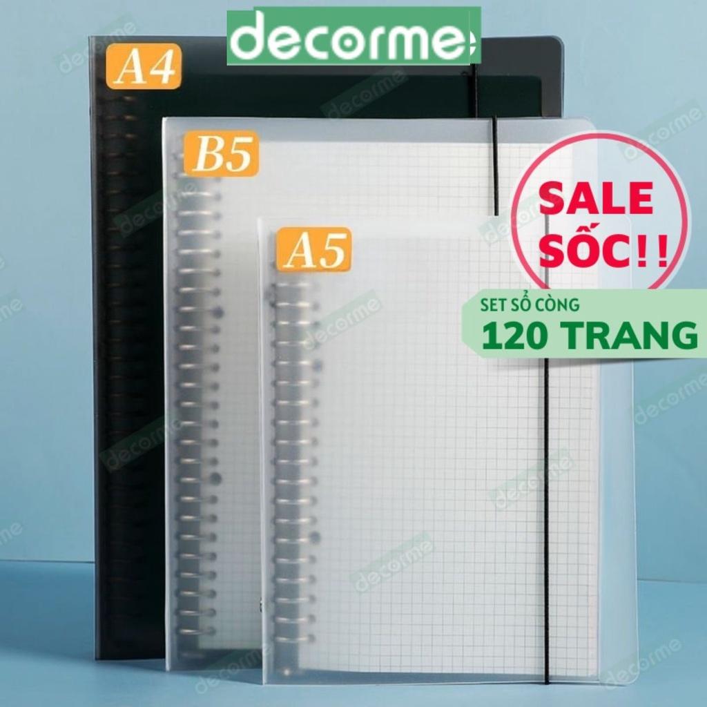 Sổ còng DecorMe binder sổ còng sắt A5 20, 6 lỗ bìa còng Tặng Tab phân trang