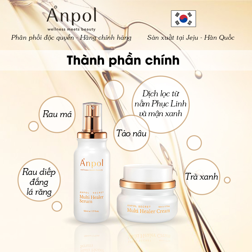 Bộ Mỹ Phẩm Thiên Nhiên Chăm Sóc Da Chuyên Sâu Cao Cấp Hàn Quốc Anpol Secrer Multi Healer (50ml) Giúp Dưỡng Trắng Và Chống Lão Hoá Dành Cho Mọi Loại Da