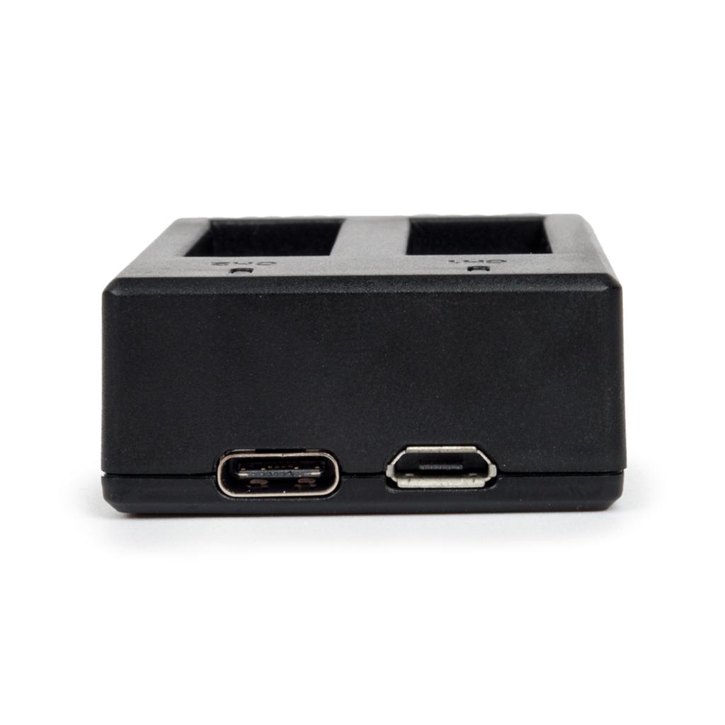 Dual Battery Charger with Micro USB Type C Cable 2 Channel for Hero5