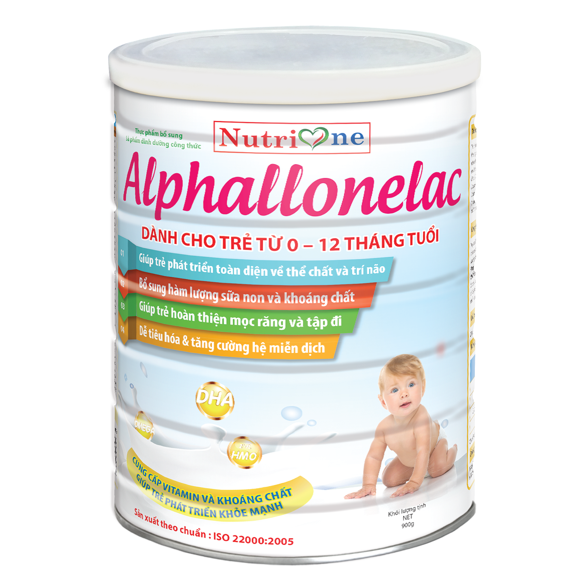 Sữa bột dành cho trẻ 0-12 tháng tuổi Alphallonelac (H/900gr)
