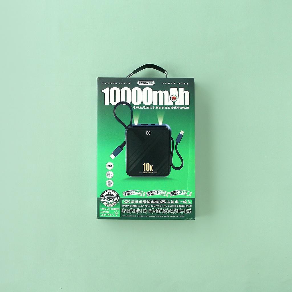 Sạc dự phòng 10000mah chính hãng Remax RPP-285 sạc nhanh 20w và tích hợp dây sạc iP và Type C BH 1 Đổi 1 Trong 12 Tháng - Hàng Chính Hãng