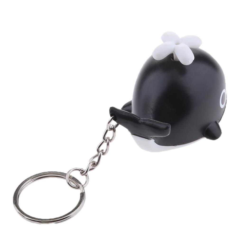 Cute LED Keychains Flashlight Sound Chain Keyring black
