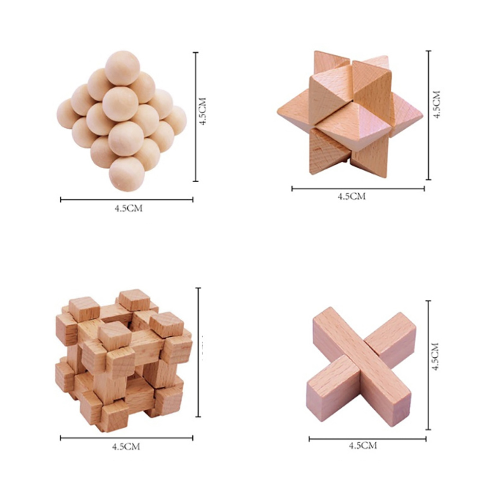 Set 6 bộ khóa gỗ Luban khổng minh trí tuệ thử thách giải đố IQ rèn luyện tư duy ngược phát triển logic