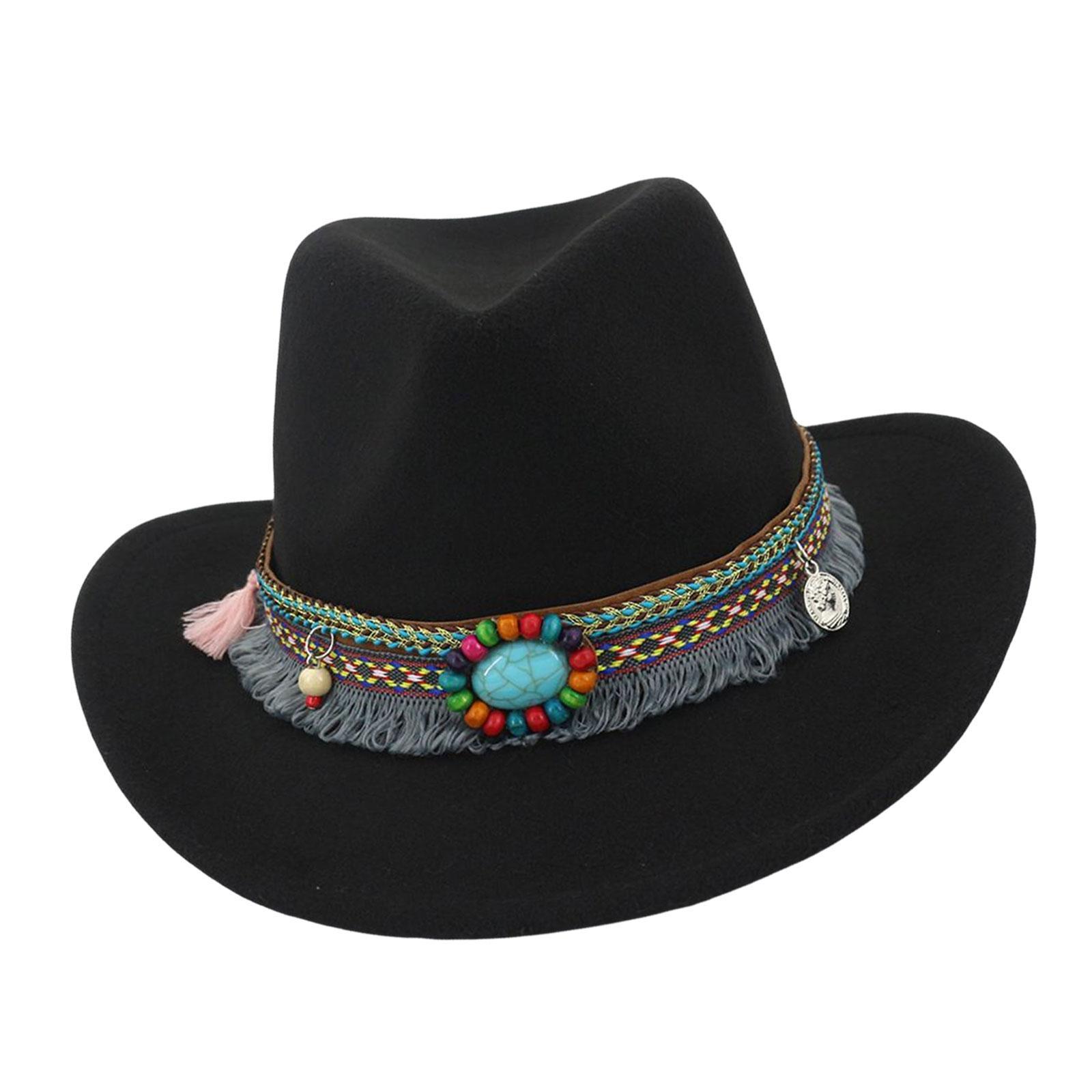 Casual Unisex Adult Cowboy Hat Fedoras Caps Sun Hat Jazz Top Hat Costume for Beach