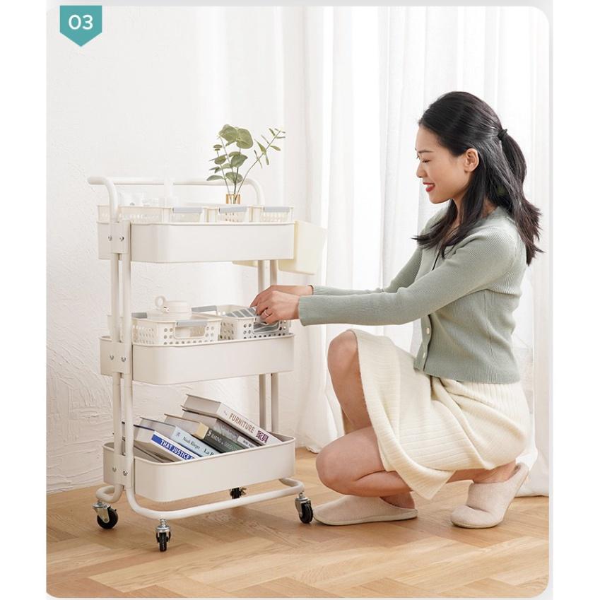 Xe Đẩy Spa 3 Tầng Đa Năng - Kệ để đồ bỉm sữa
