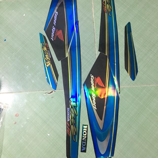 Tem wave 110 xanh đen Crom