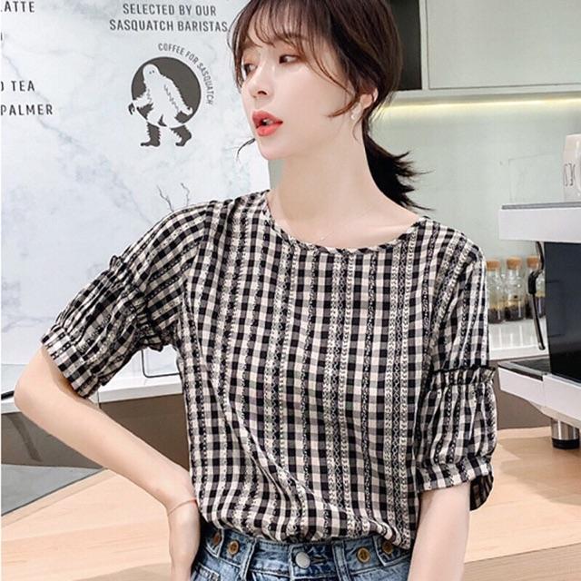 Áo sơ mi nữSơ mi kẻ caro tay lỡ 5 màu siêu hóthàng loại 1