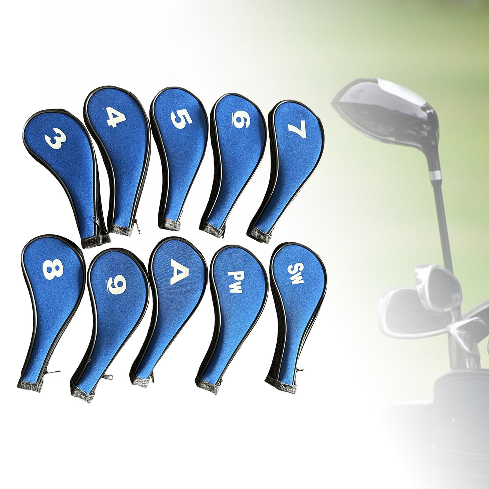 10Pcs Golf Iron Headcover Set Golf Club Head Cover Putter for Outdoor Sports