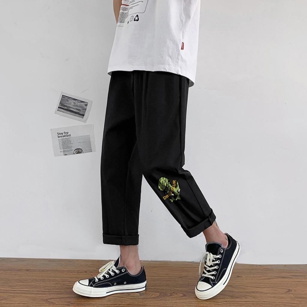 Quần Baggy Kaki unisex Khủng Long, Basic nam nữ cạp chun ống rộng phong cách Hàn Quốc ulzzang - MayLinh shop