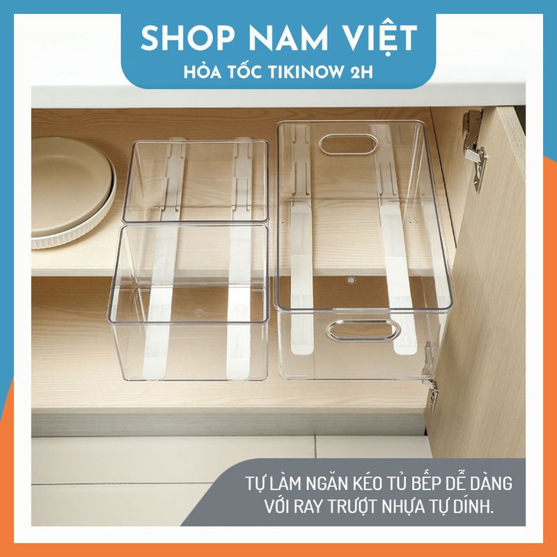 Ray trượt ngăn kéo nhựa tự dính DIY ngăn kéo tủ hộc dễ dàng NAVIVU