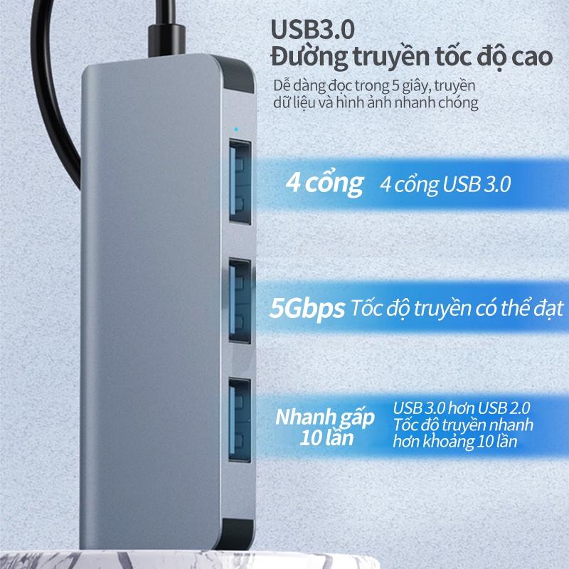 Thiết bị kết nối đa cổng cắm hub 4 trong 1 thích hợp cho Apple Macbook USB 4KHDMI Cổng kết nối đa năng Truyền tốc độ cao