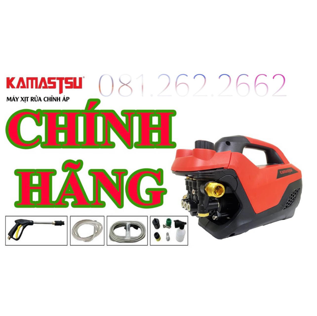 Máy rửa xe KAMASTSU KS2600 2600w màu đỏ / đen | chống giật | chống cháy - có chỉnh áp