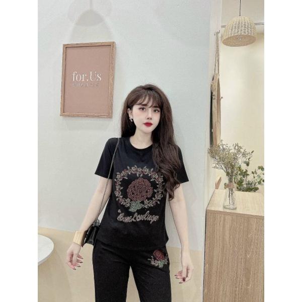 Bộ đồ nữ ép đá hoa hồng sang trọng trẻ trung